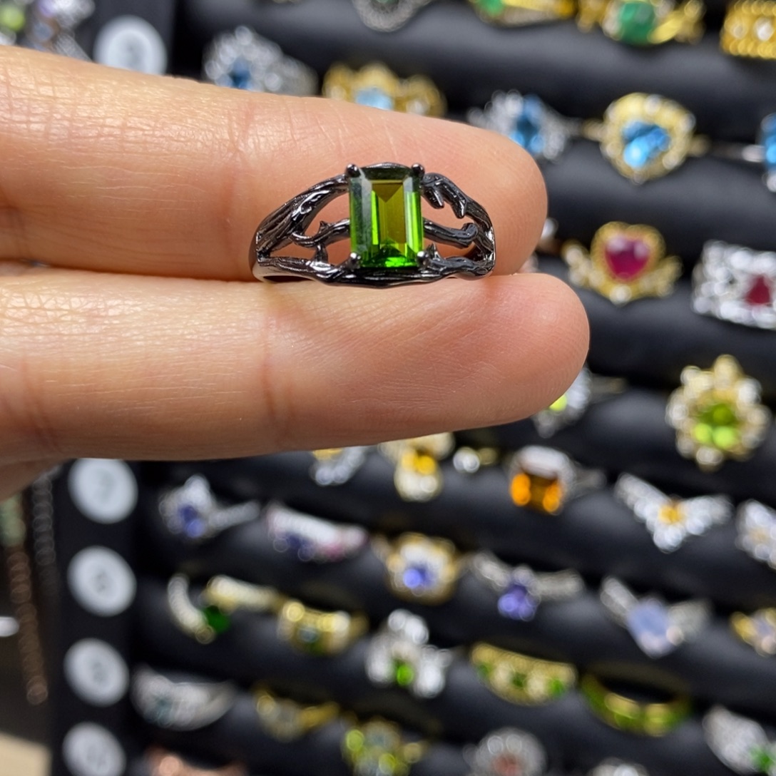 透辉石戒指银S925镶嵌