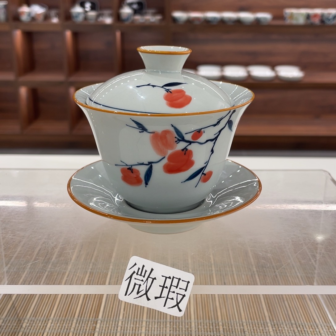 釉下手绘茶具微瑕