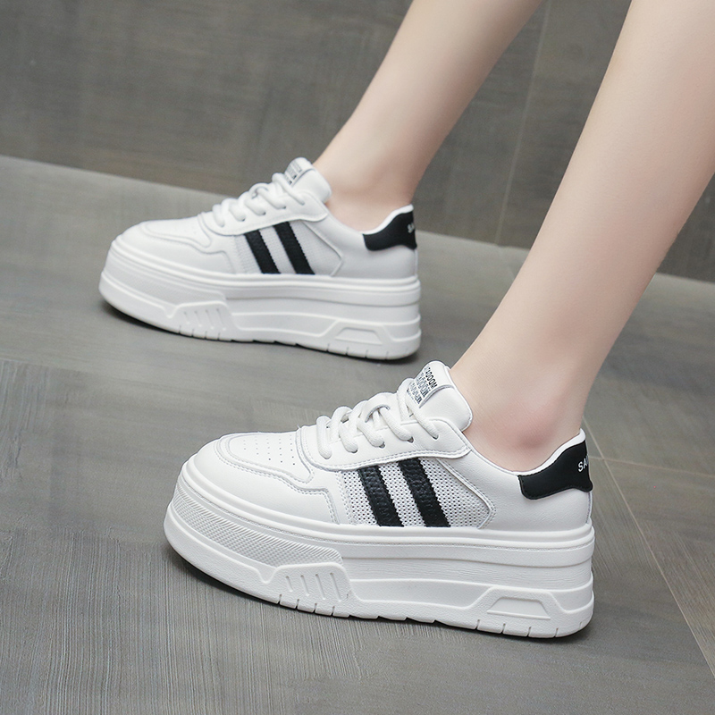 增高6CM厚底小白鞋女夏季新款透气网面百搭松糕运动休闲女款板鞋
