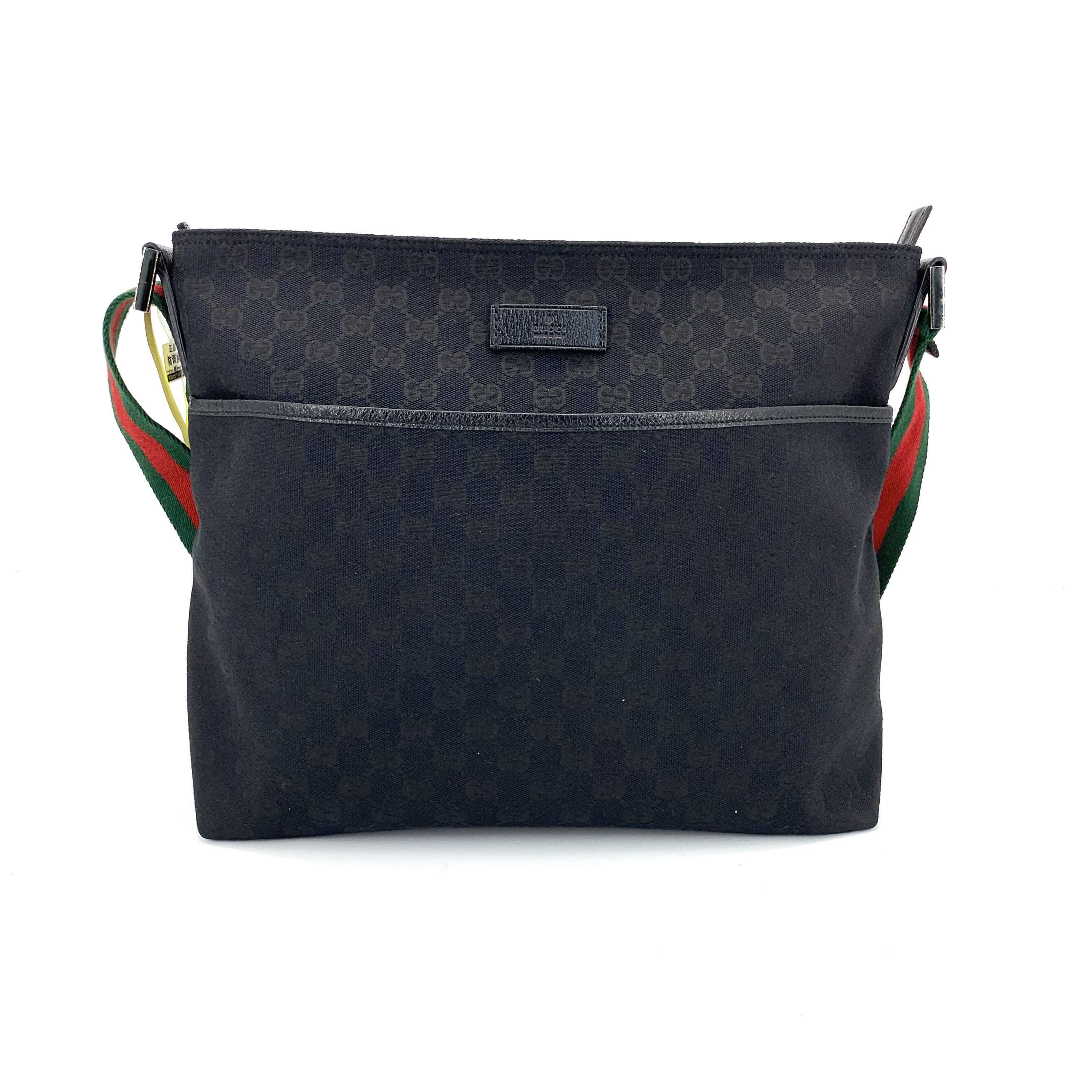 99新 GUCCI/古驰 经典老花帆布斜挎包 尺寸33/30