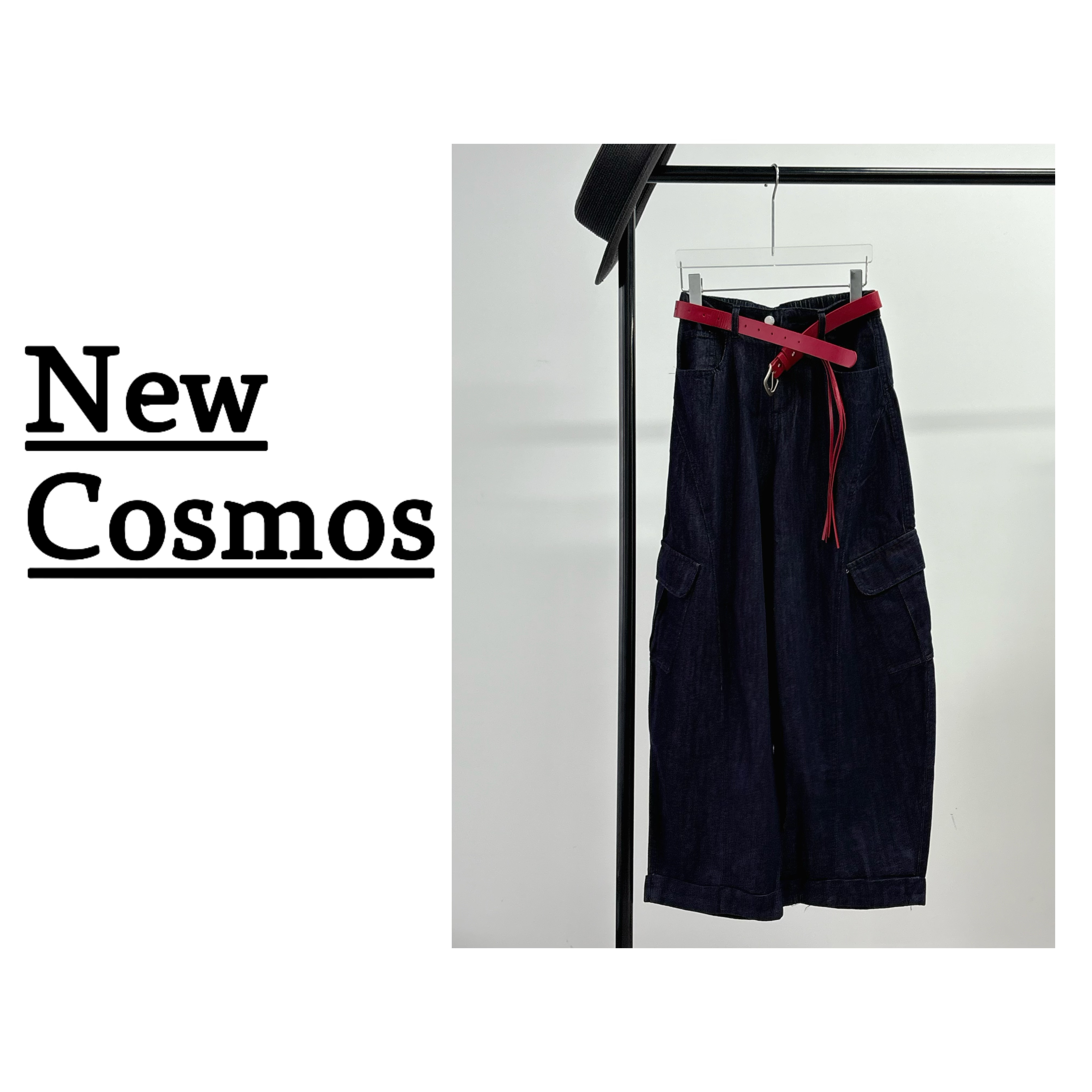 【NEW COSMOS】休闲直筒高腰工装裤休闲裤春季INS风阔腿裤松紧H0735