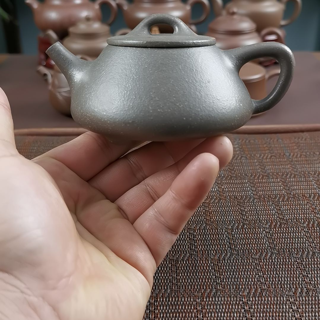 茶壶紫砂梨皮天青平盖石瓢200CC国工