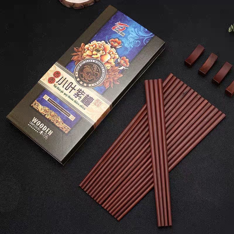 越南小叶紫檀木质筷子10双酒店家用送礼红木筷子餐具新款