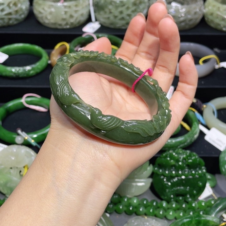 和田玉手镯59+圈口 编号64未镶嵌