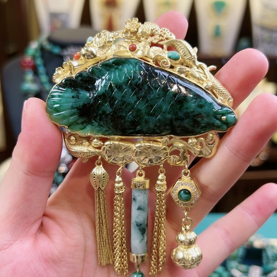 翡翠吊坠(不含链)银S925镶嵌吊坠