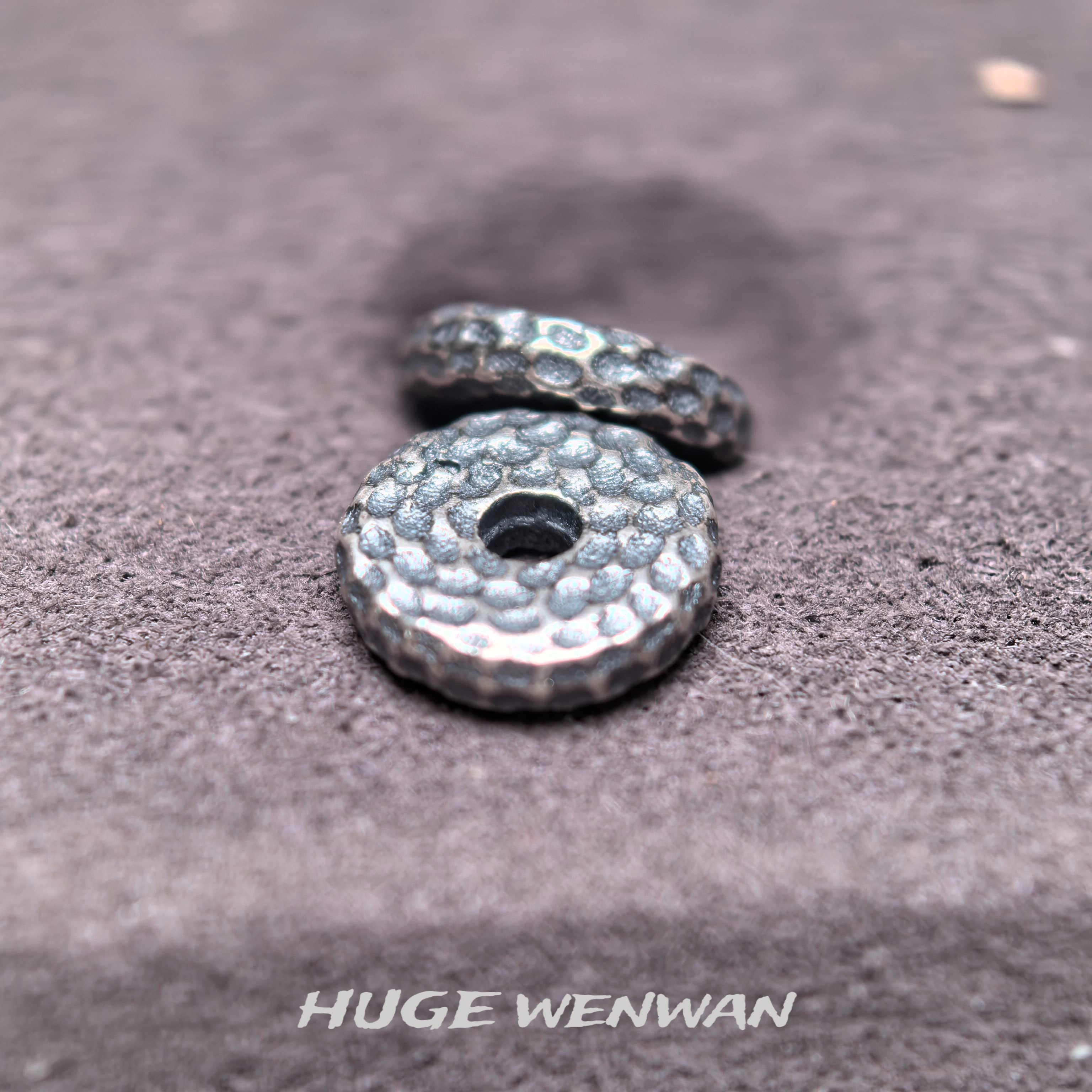 925银银制品 【S26】S925银文玩配饰复古个性隔片一对