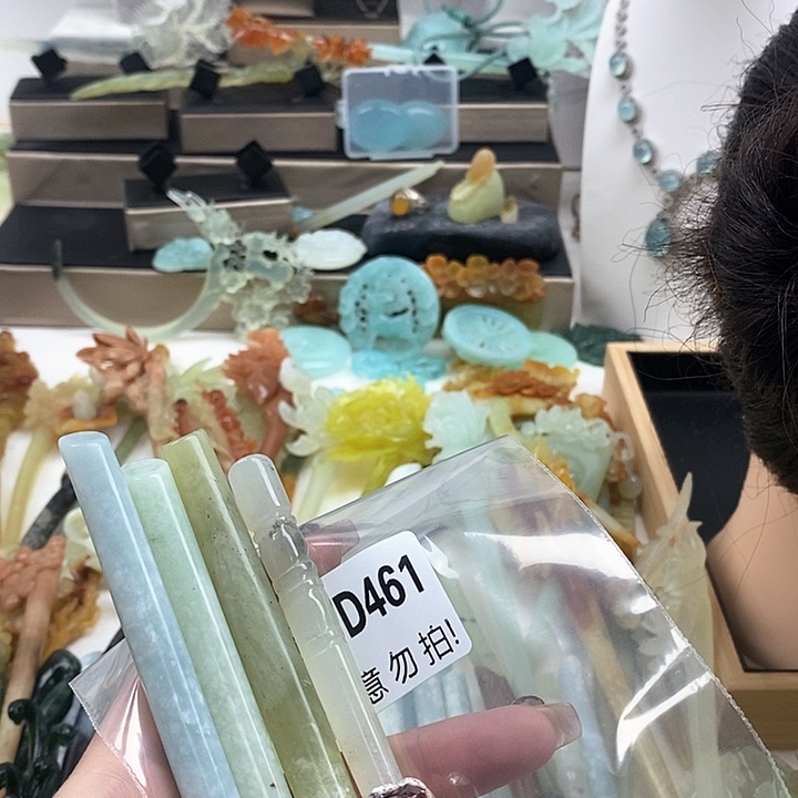 蛇纹石玉发饰合金白****华