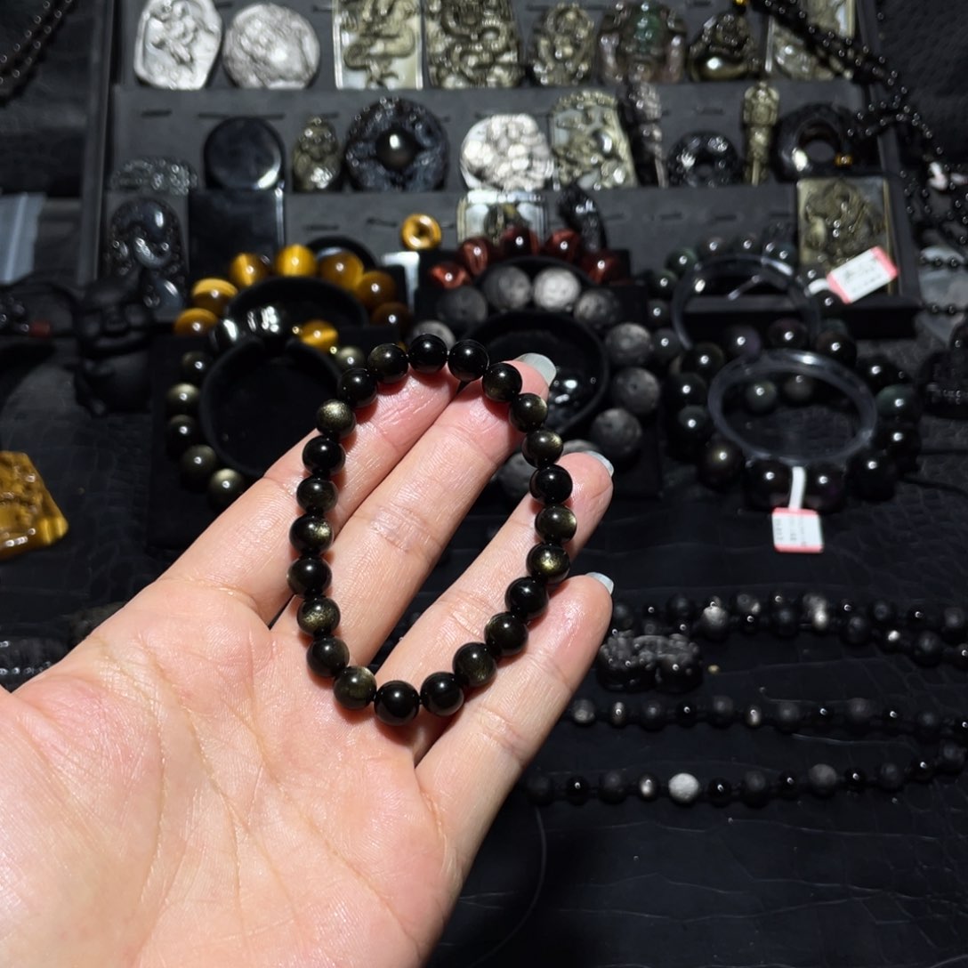 黑曜岩手链未镶嵌小****常