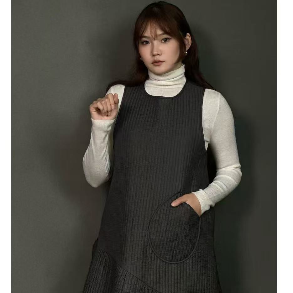 【Paobi mini服饰】女士时尚复古夹棉马甲裙
