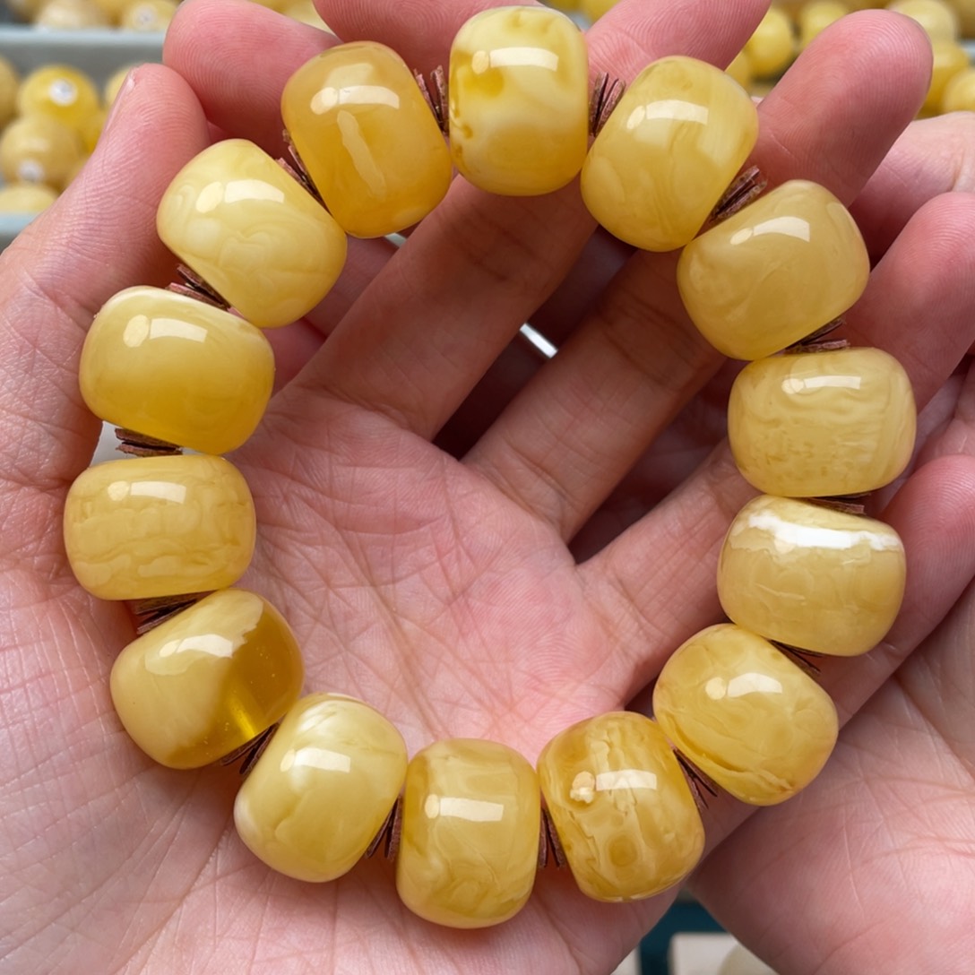 蜜蜡裸石未镶嵌19+蜜蜡手串