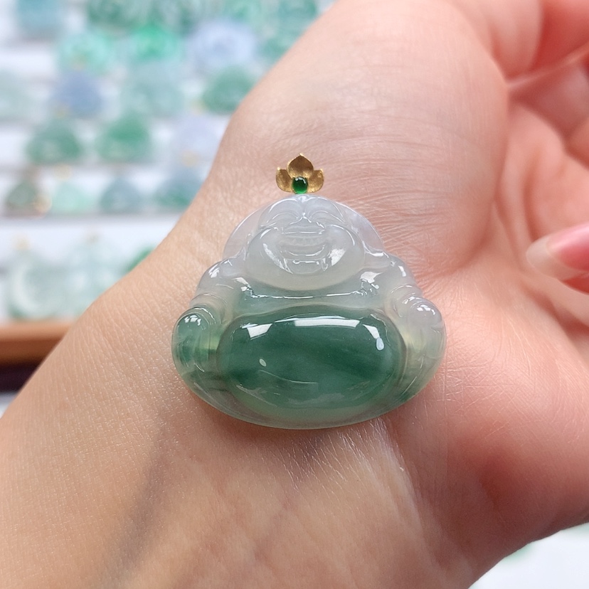 【闪购商品】翡翠吊坠(赠链)18K金镶嵌