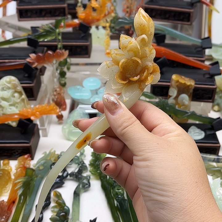 蛇纹石玉岫玉发簪未镶嵌