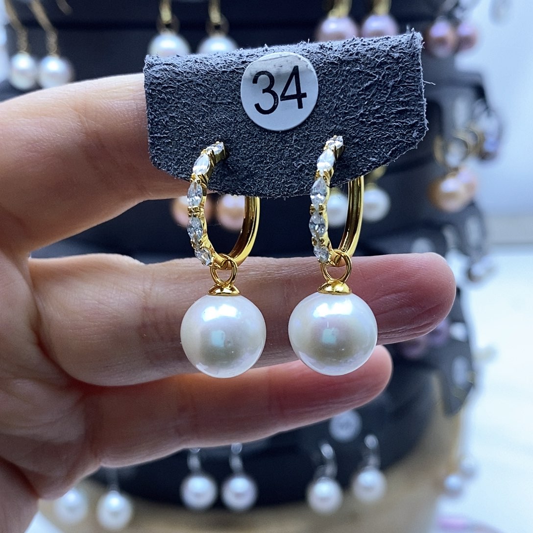 淡水珍珠耳饰银S925镶嵌