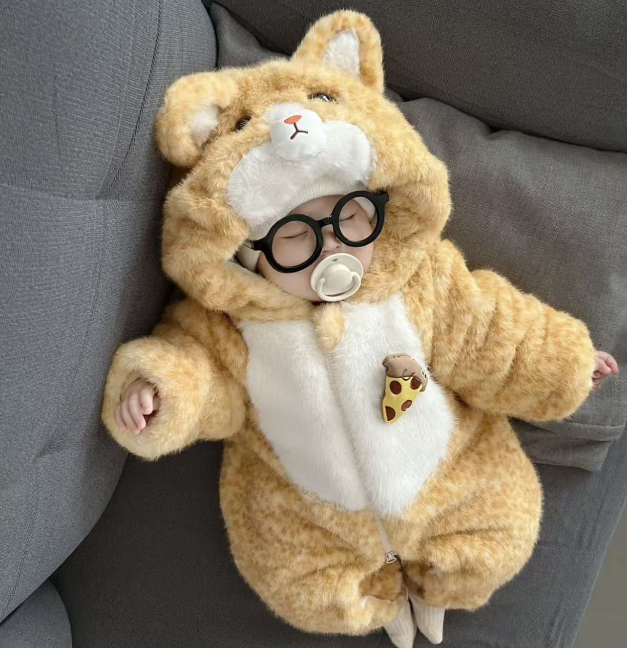 福利 不售后｛橘色小猫｝婴幼儿冬季外出服加棉加厚宝宝外出服