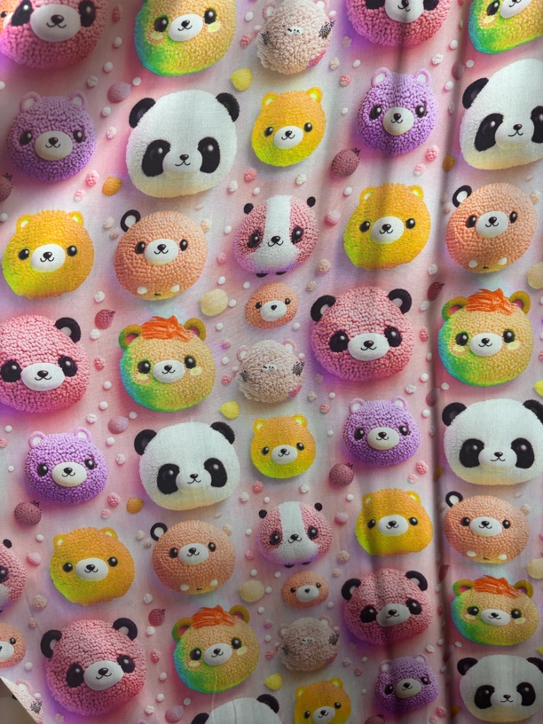 精梳棉棉绸！卡通粉色数码，可做连衣裙套装家居服