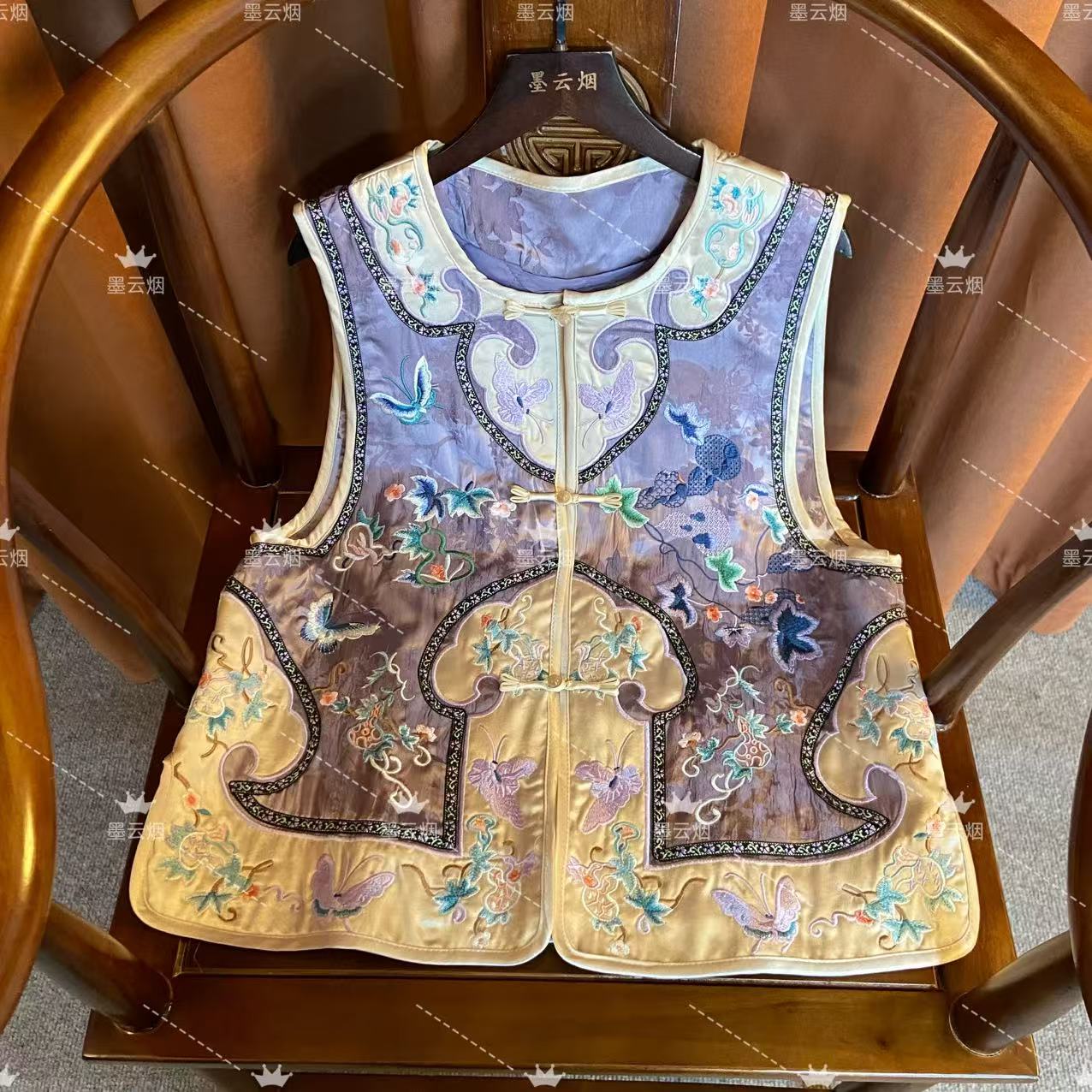 【醉乔】新中式时尚女装秋冬加棉复古优雅刺绣马甲中国风坎肩88147