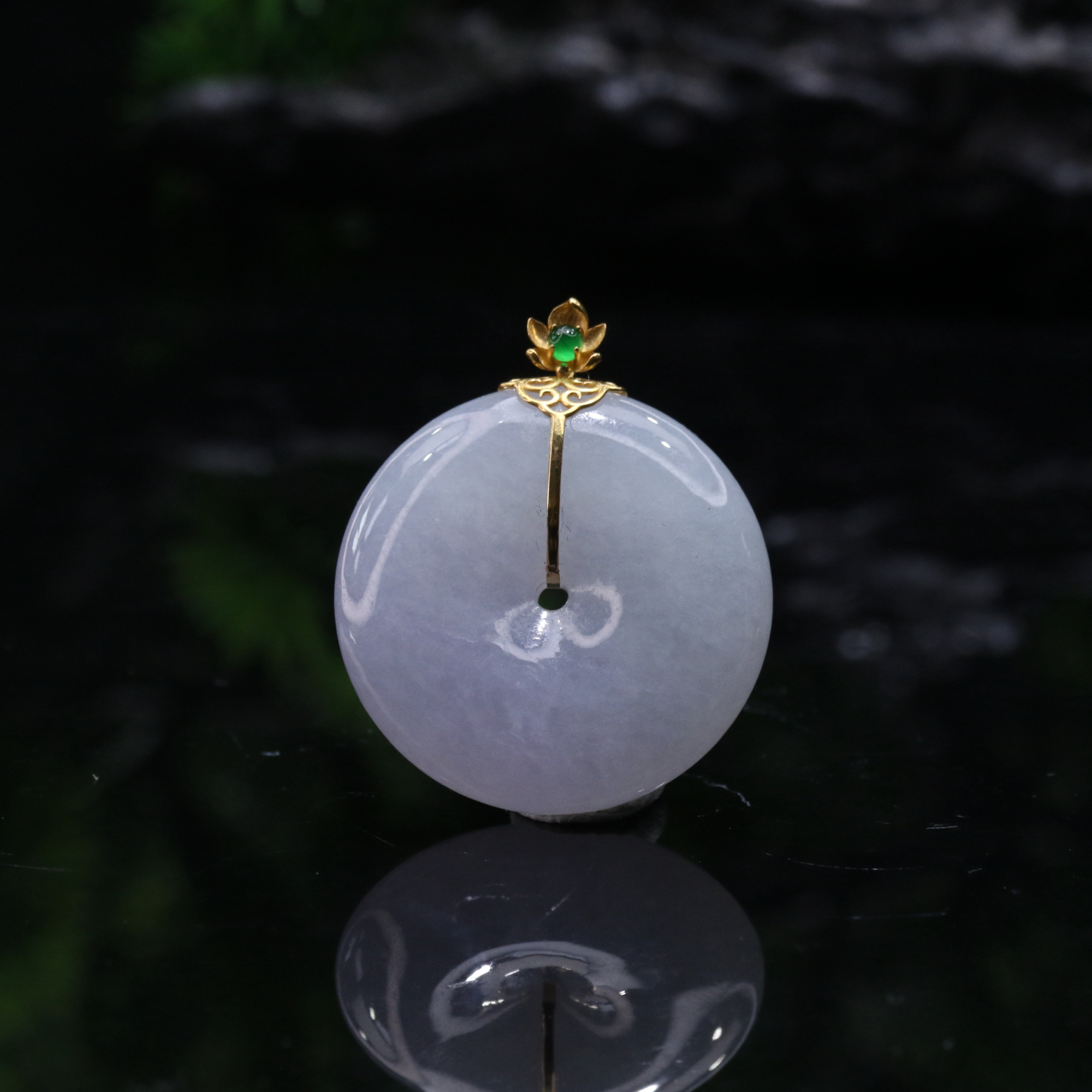 41天然缅甸翡翠A货18k冰平安扣吊坠/700659/上海嘉禾拍卖