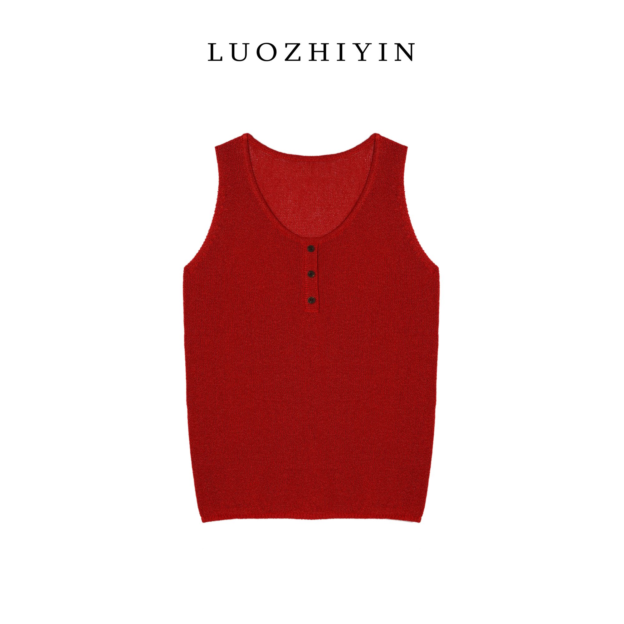 LUOZHIYIN/罗知音T312431TF夏季无袖针织衫圆领背心薄款上衣