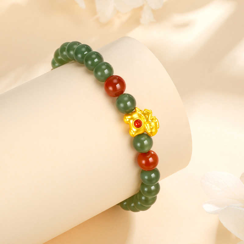 中国珠宝玉髓手串小马足金转运珠节日礼物送女友老婆D1