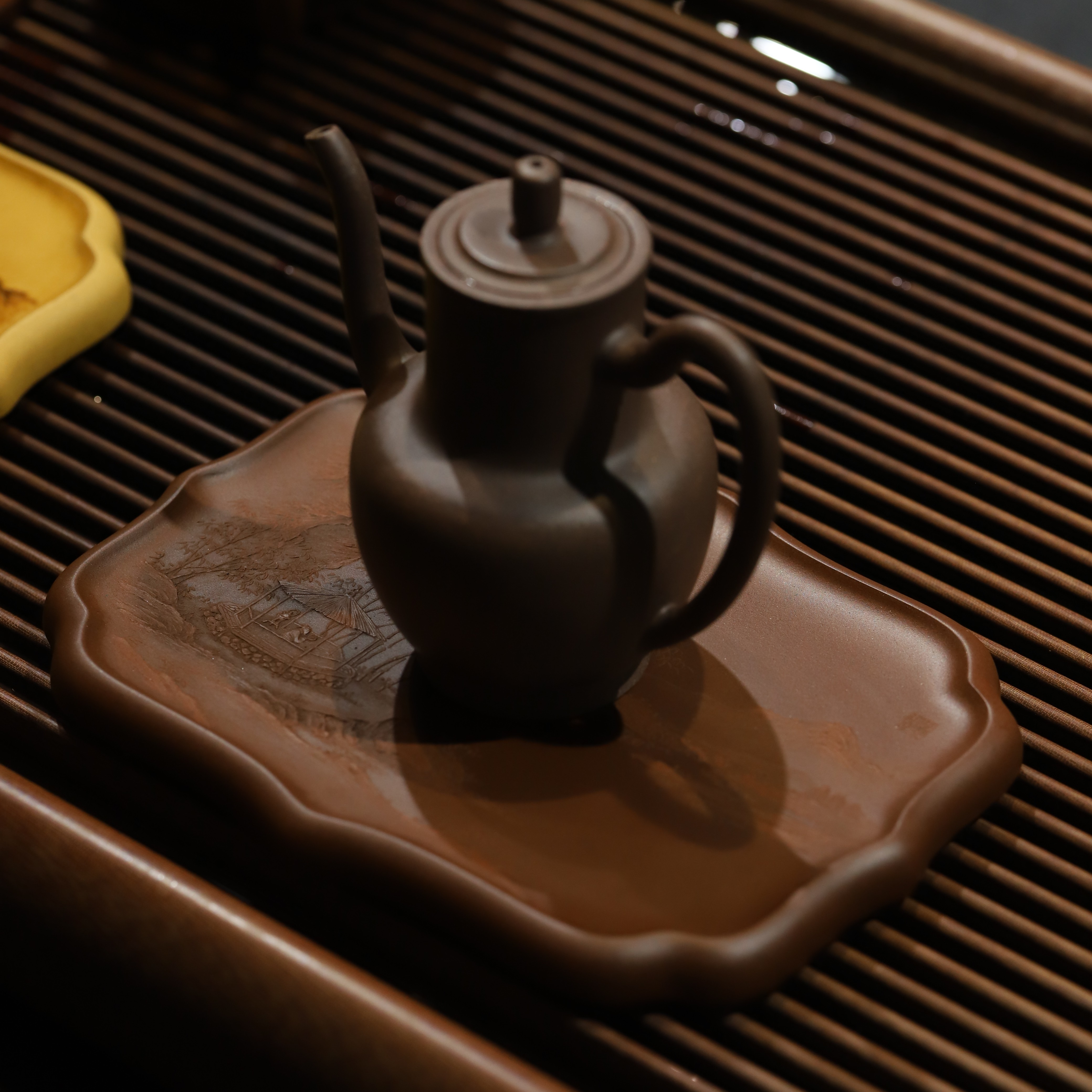 【荆邑砂坊】李胜 林深听茶图 紫泥 19.5*14cm