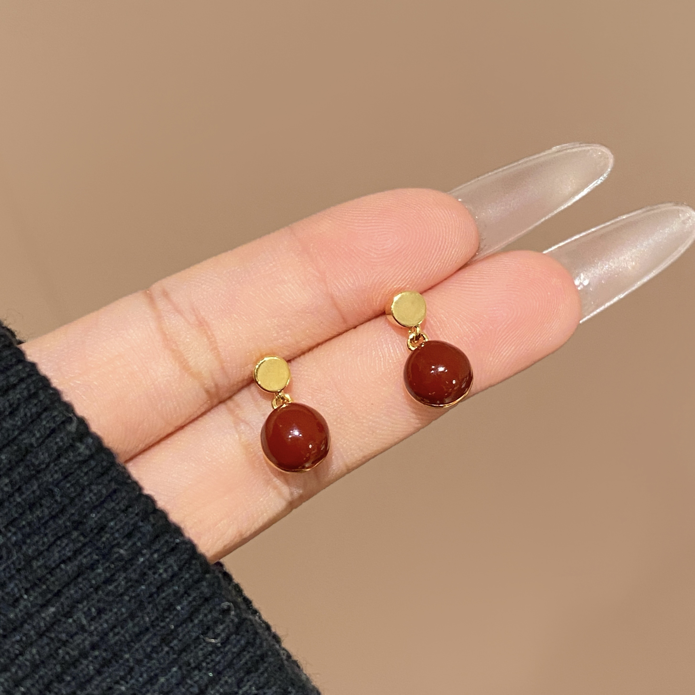  【安哥拉红小提溜】小众气质高级感轻奢耳钉A3837