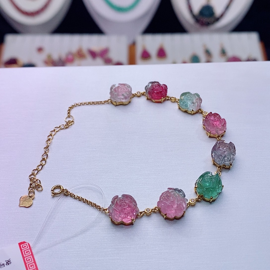 碧玺手链18K金镶嵌碧玺手链