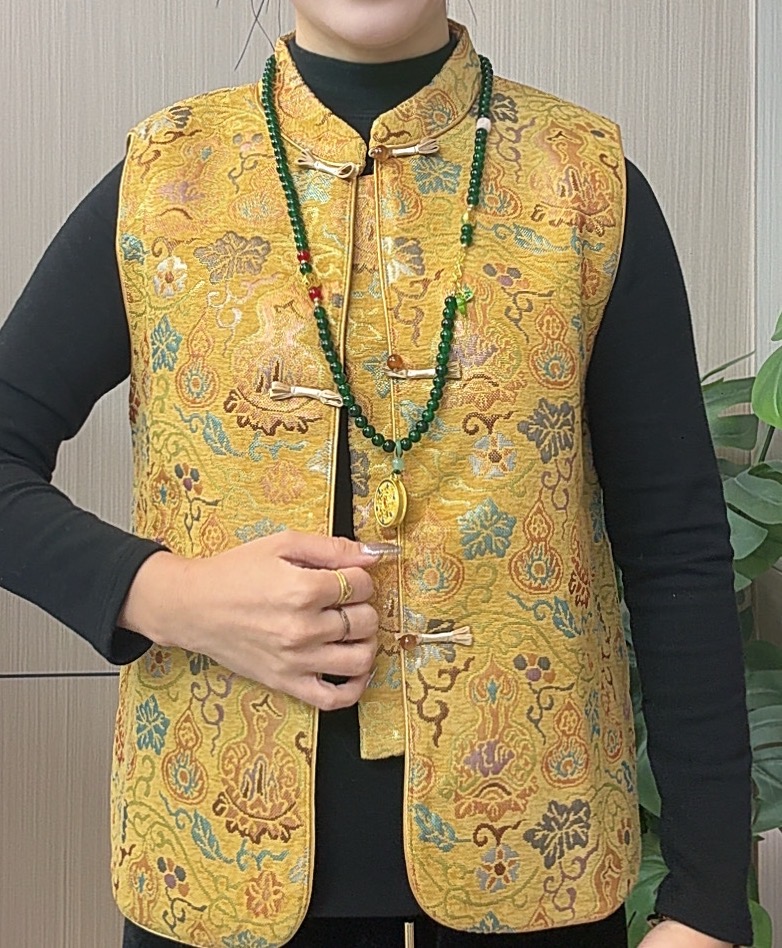 2025新品冬季提花加厚马夹保暖刺绣国风款