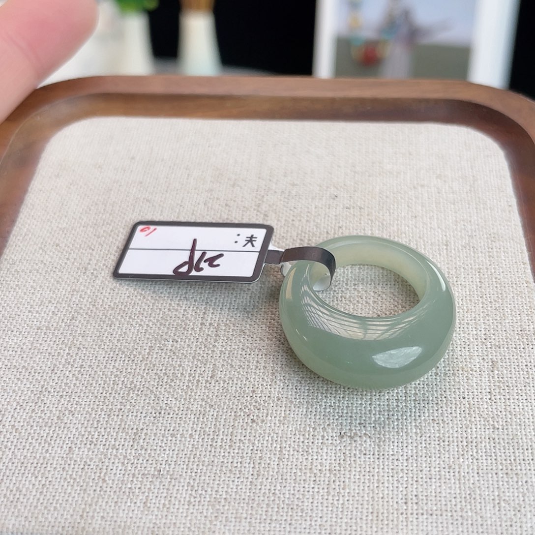 和田玉未镶嵌戒指U47奶蓝馒头17.5不退换