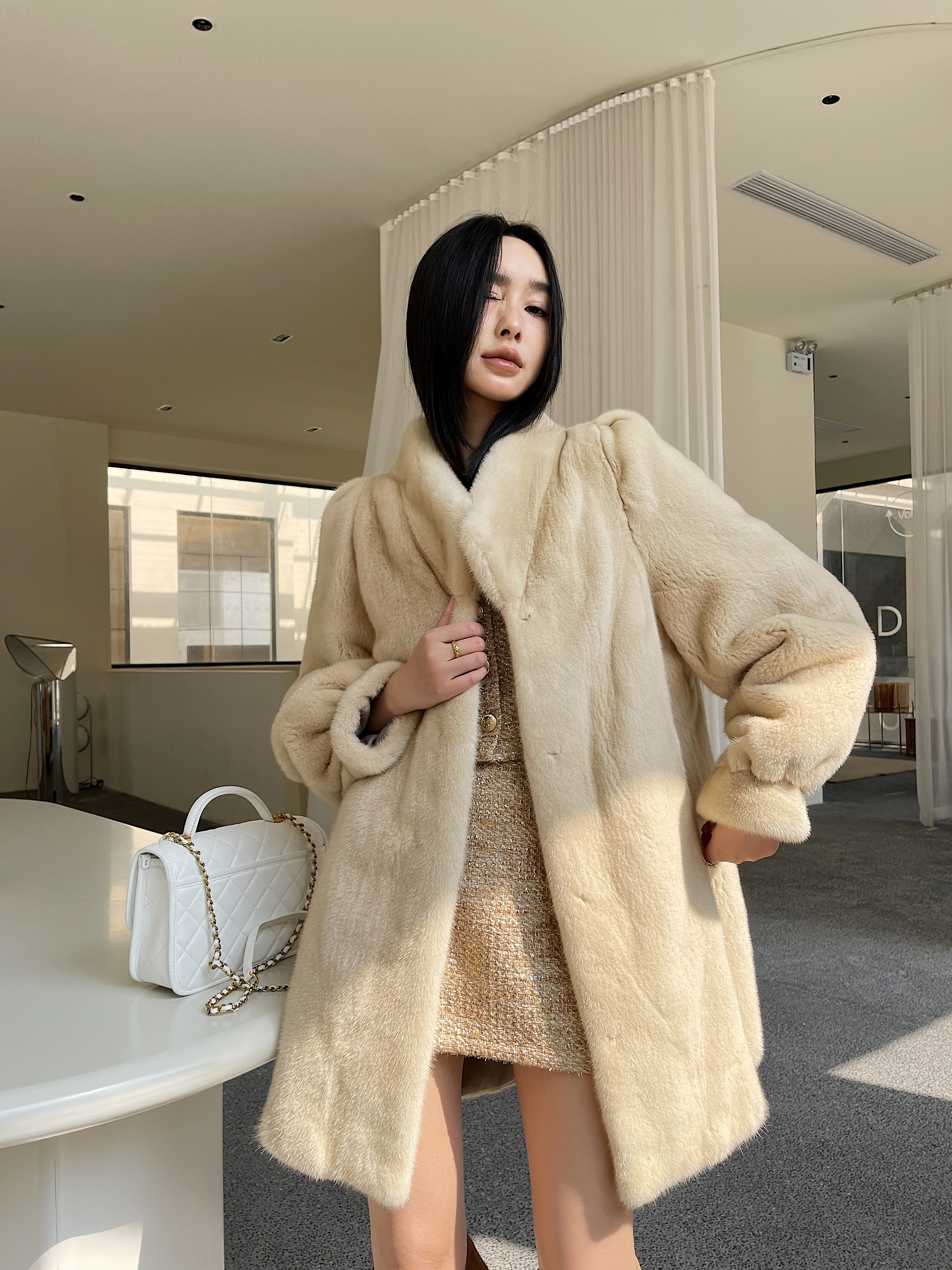 【Old Money】新款进口天鹅绒级别立领整貂大衣女皮草长款外套冬