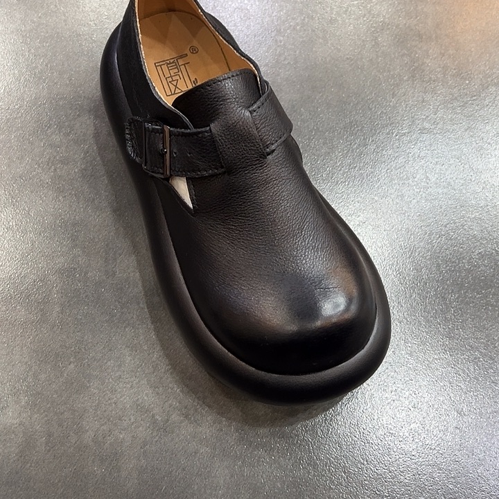 豆豆鞋纯牛皮黑色666-5黑色38