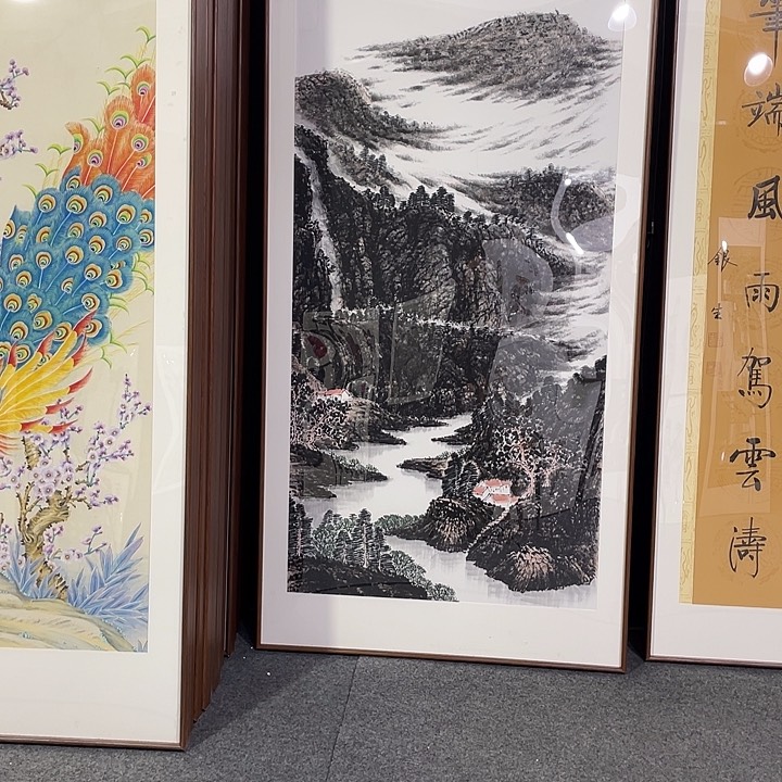 国画手绘画作带框发货