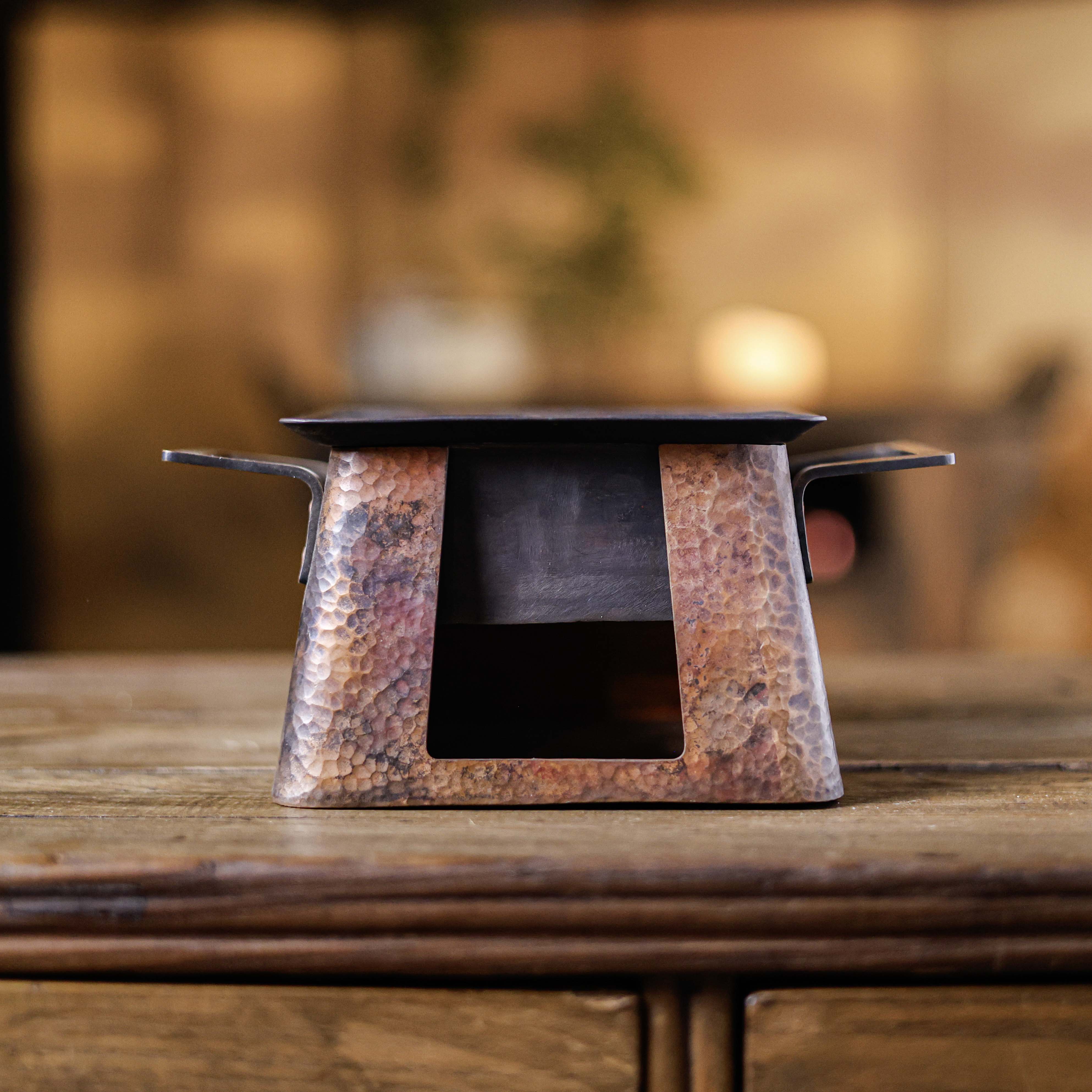 【福器】四方炉子-火烧色202x148x98mm（春喜铜0278）