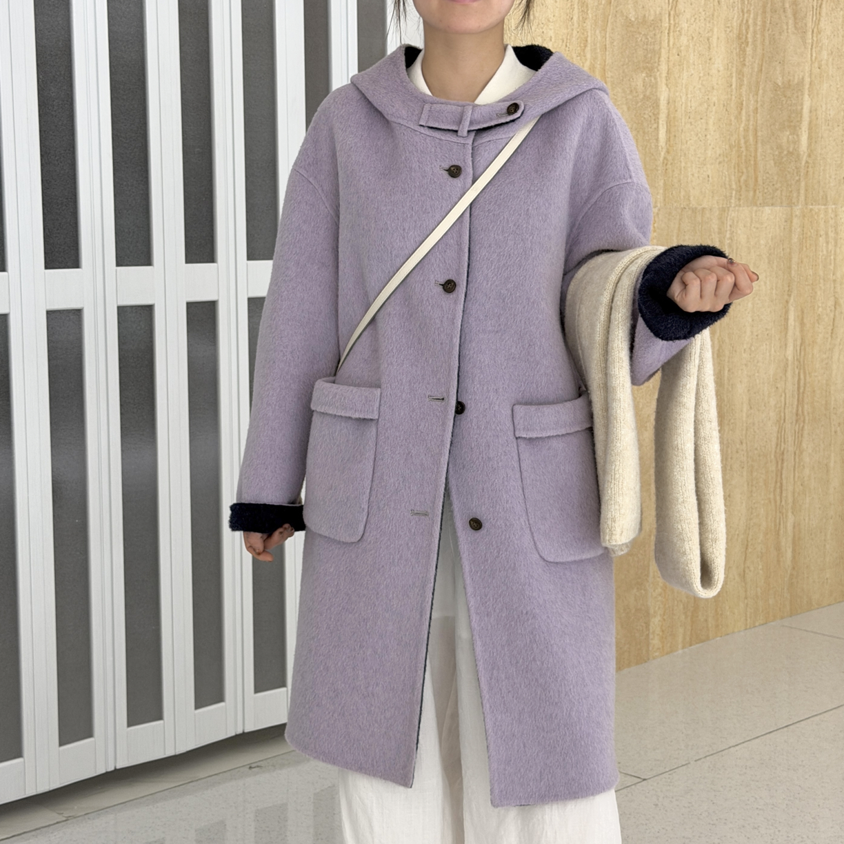 【小欢喜戴帽】双面呢时尚韩系手工羊毛大衣戴帽中长款外套百搭