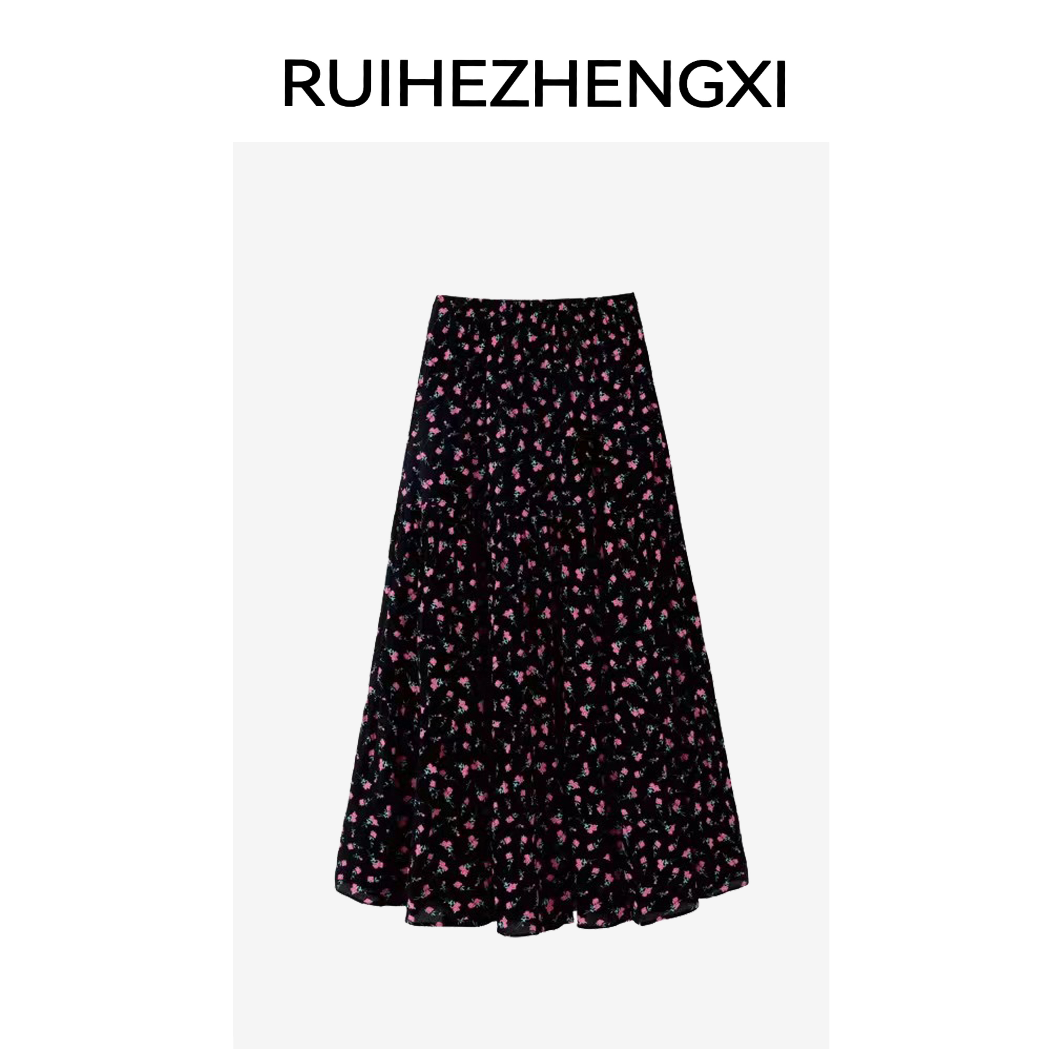 【6.18特惠 NO退换】｜95613瑞和正熙玫瑰故事复古高腰蛋糕半裙碎花