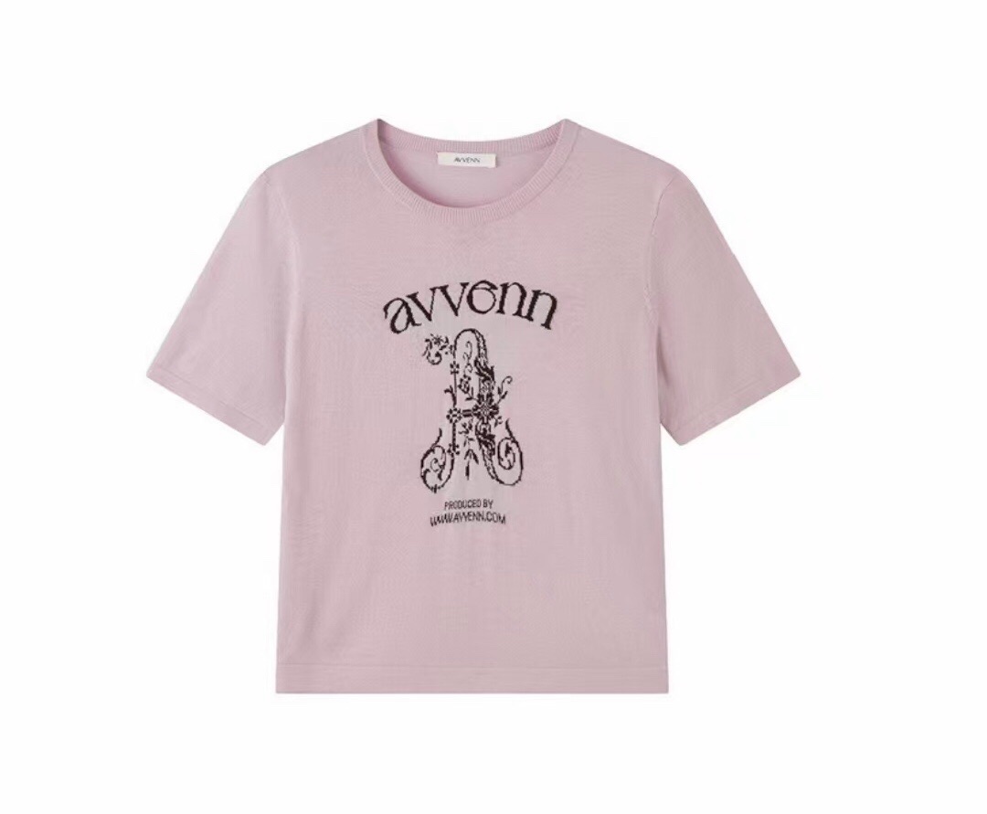 AVVENN2025秋季新品柔软毛织小版型短袖针织AL70601628