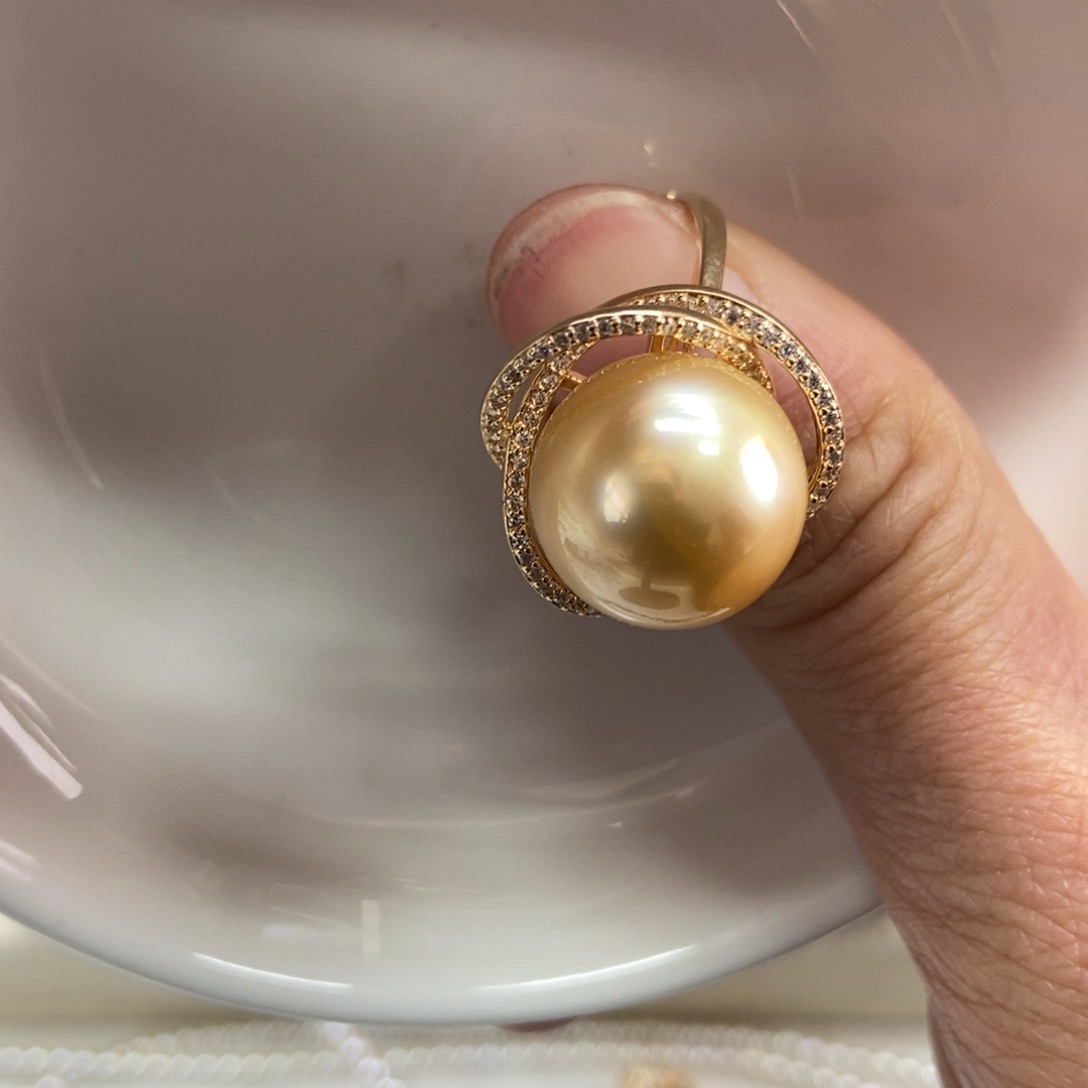 海水珍珠戒指银S925镶嵌