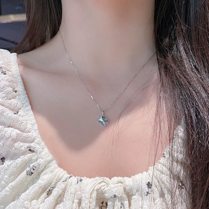 通体  999足银同款 28352镭射四叶草项链