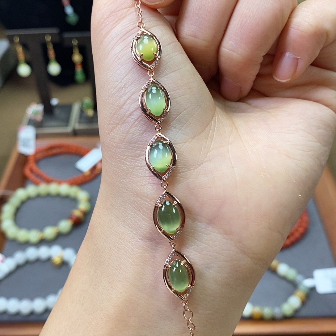 和田玉手链银S925镶嵌o s