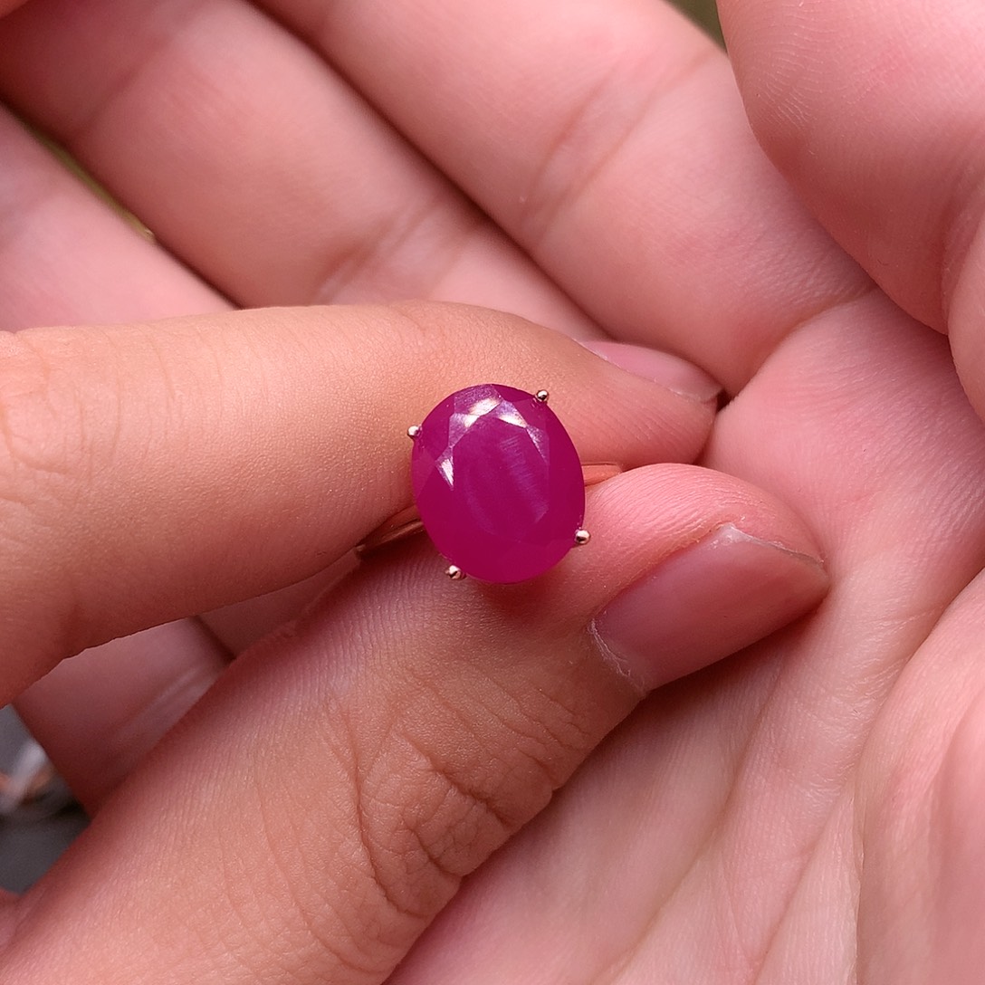 红宝石戒指银S925镶嵌