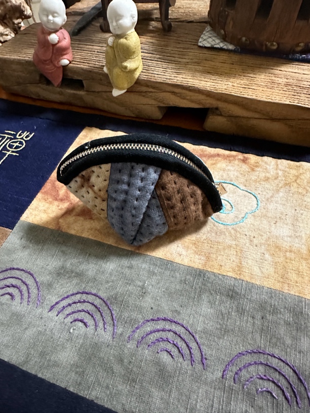 手工饺子包黑色复古男士零钱包老土布非遗传承纯手工经典时尚拉链