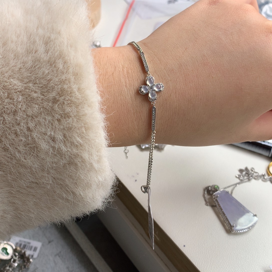 翡翠银S925镶嵌戒指手链