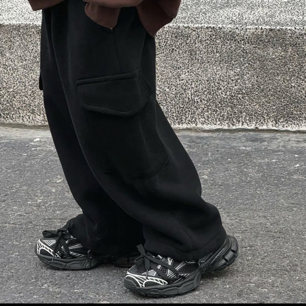 婴儿童刺绣北北加厚加绒工装裤