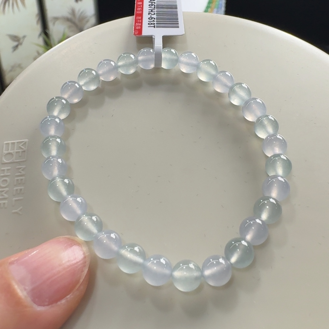 翡翠未镶嵌手链高冰玻双色单圈6mm