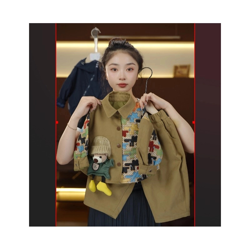 2025春款萌娃穿搭儿童休闲韩版设计感时尚宽松卡通玩偶套装24209