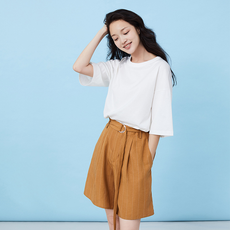 短裤女夏a字薄款韩版工装休闲棉麻宽松五分裤时尚阔腿