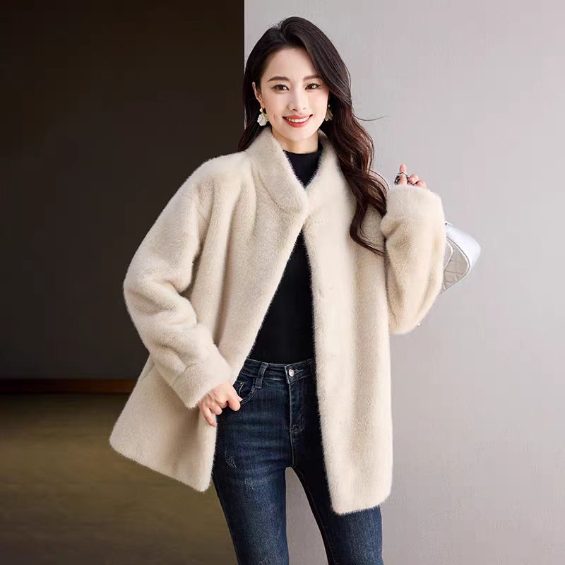 【立领衣长60】新款宽松设计百搭雪兰貂立领新款环保衣长60女装外套