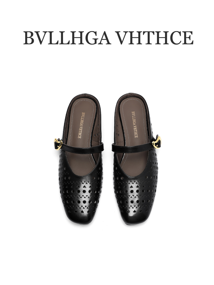 BVLLHGA VHTHCE 夏季新款镂空设计胎牛皮百搭法式玛丽珍女鞋 331