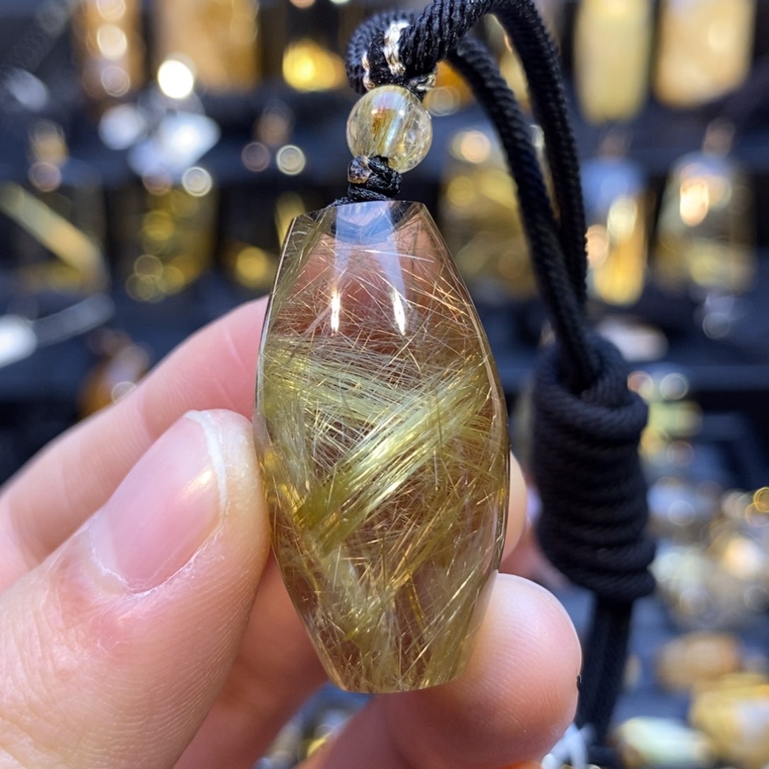 水晶颈饰未镶嵌天然水晶发晶桶珠吊坠