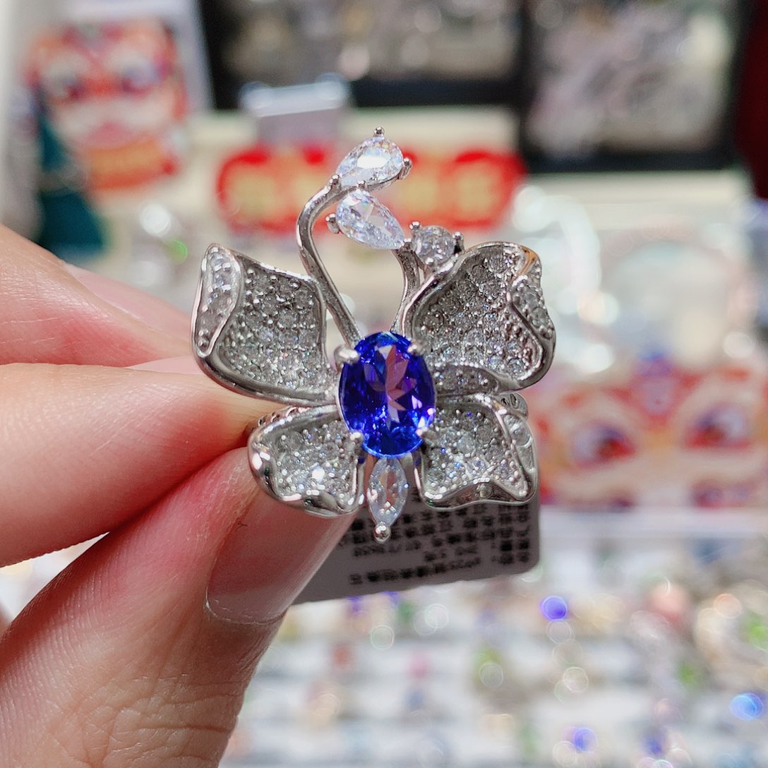 坦桑石戒指银S925镶嵌