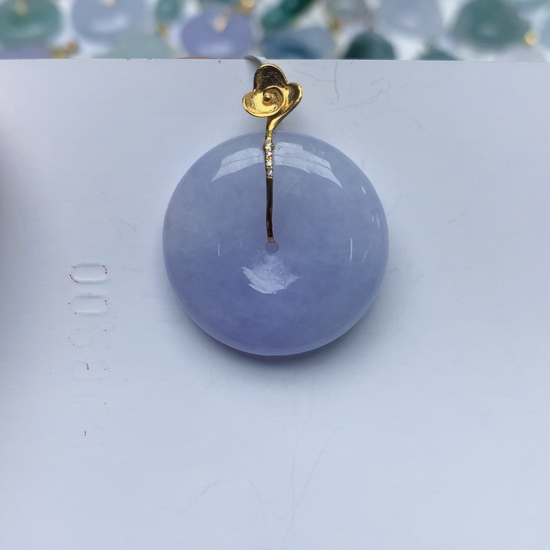 翡翠18K金镶嵌颈饰天然缅甸A货翡翠